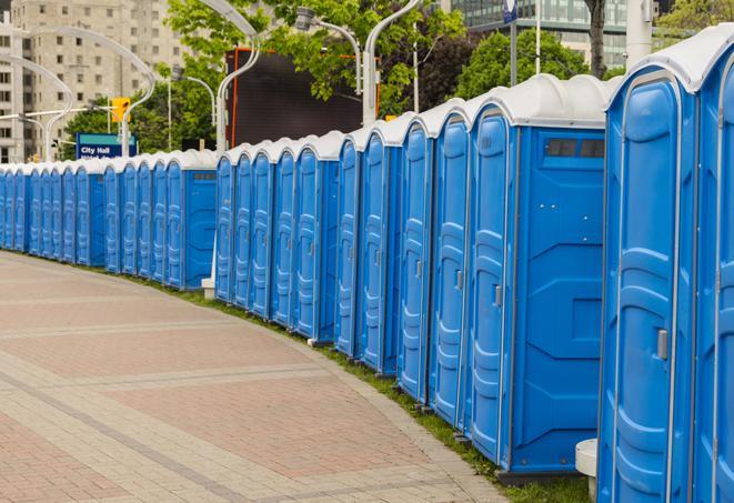 hygienic and sanitized portable restrooms for use at a charity race or marathon in Hopkinton, MA